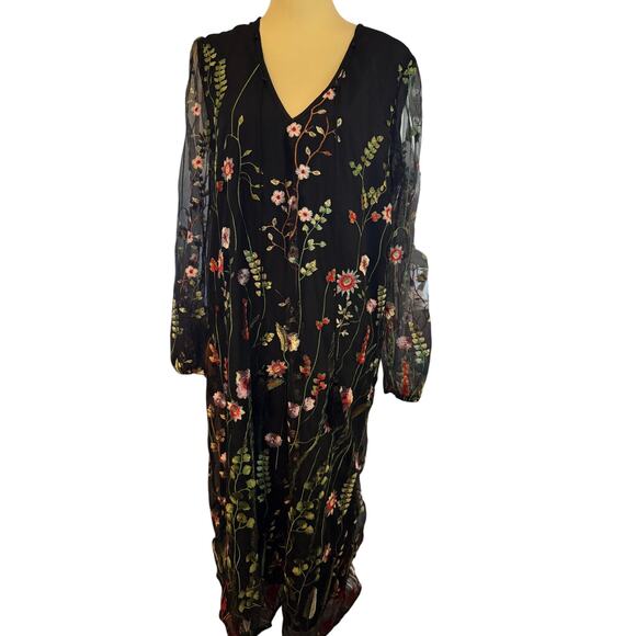 Catherine Malandrino Floral Embroidered Maxi Dress, Size Medium - Picture 2 of 5